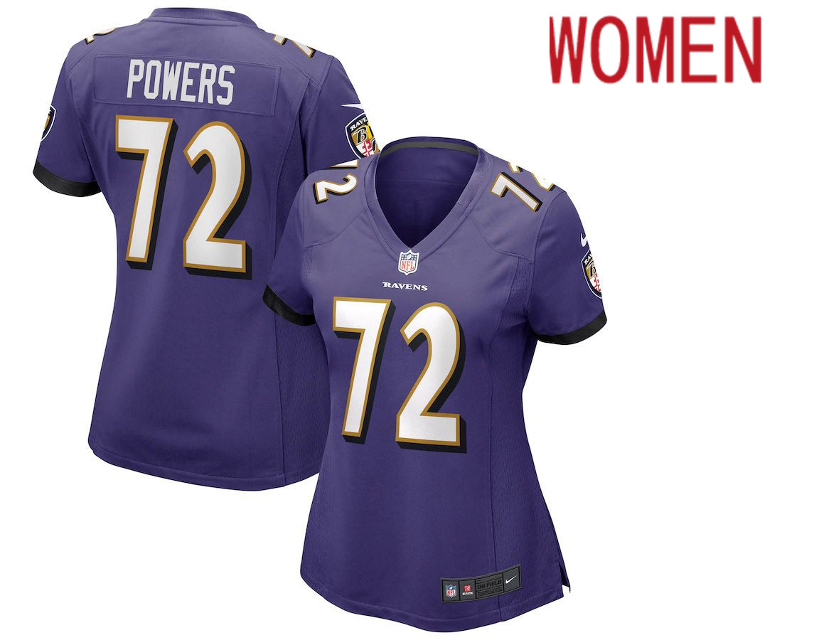 Women Baltimore Ravens #72 Ben Powers Nike Purple Game NFL Jersey->women nfl jersey->Women Jersey